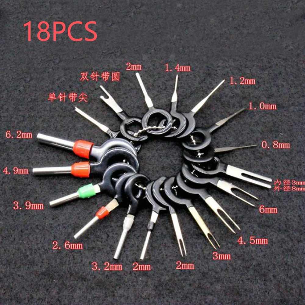 11/18pcs/lot Auto Car Remove Tool Kit Plug Circuit Board Wire Harness Terminal Extraction Pick Connector Crimp Pin Back Needle