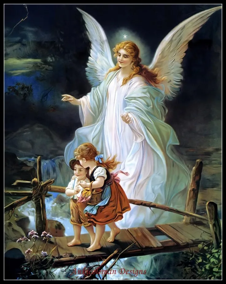 

Needlework for embroidery DIY DMC - Counted Cross Stitch Kits 14 ct Oil painting - Guardian Angel And Children Crossing Bridge