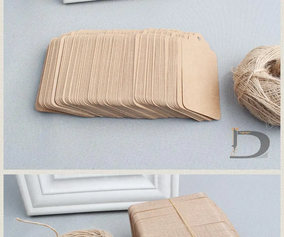Großhandel 500 Stück 4,5 x 9 cm leere Preisschild Kraftpapier Geschenkanhänger mit Hanfschnüre DIY braunes Papier Kraftetikettenpapier TAGGING – Detail 12