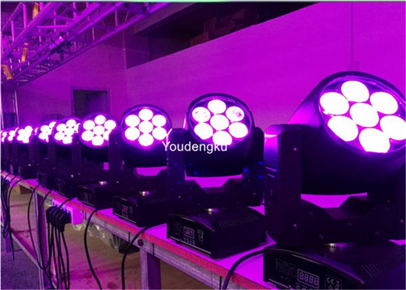 6 lots wth flightcase 7x 10watt rgbw 4in1 led beam stage wash moving head lights zoom led moving head case