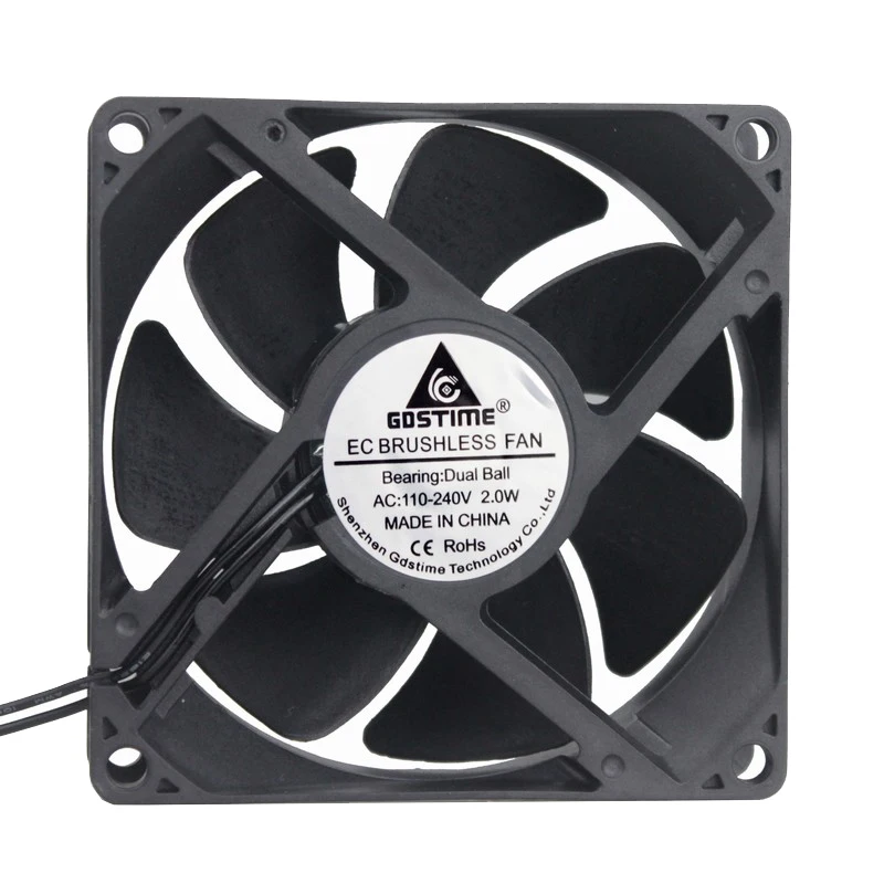 Gdstime 9cm 92mm 92x92x25mm 110V 120V 220V 240V EC Brushless Fan 2W 2400RPM Case Cooling Cooler Fan