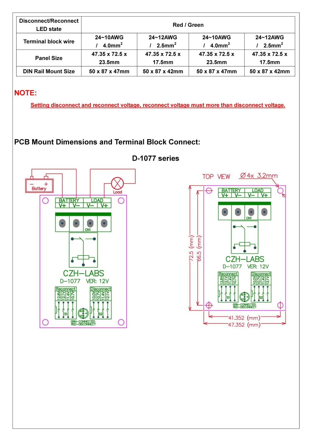 Electronics-Salon Low Voltage Disconnect Module LVD, 12V 10A, Protect/Prolong Battery Life.