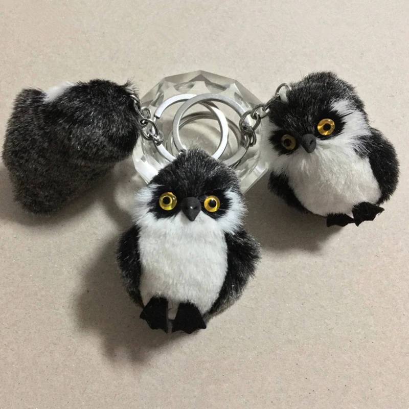 Cute Tiny Plush Faux Rabbit Fur Owl Women Girls Mini Animal Keychain On Bag Car Trinket Jewelry Party Toy Gift