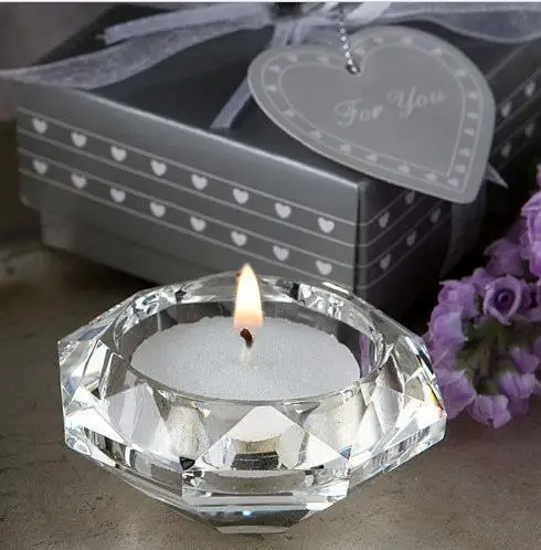 

Wedding Candle Favors Crystal Glass Diamond Shape Heart shape Tealight Candle Holder Bridal Shower Party Favors gift festive