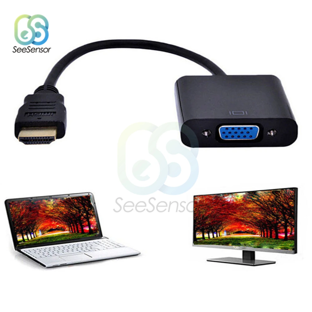 Адаптер HDMI-совместимый с VGA «папа»-мама», преобразователь, адаптер 1080P, цифро-аналоговое видео, аудио для ПК, ноутбука, планшета