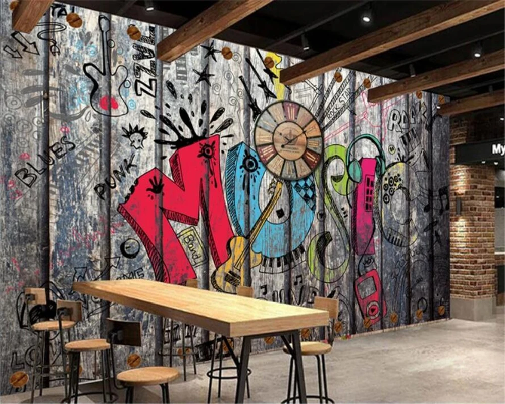 

beibehang Custom Wallpaper 3d Photo Murals Retro Nostalgic Graffiti Living Room Sofa Background Wall paper Mural papel de parede