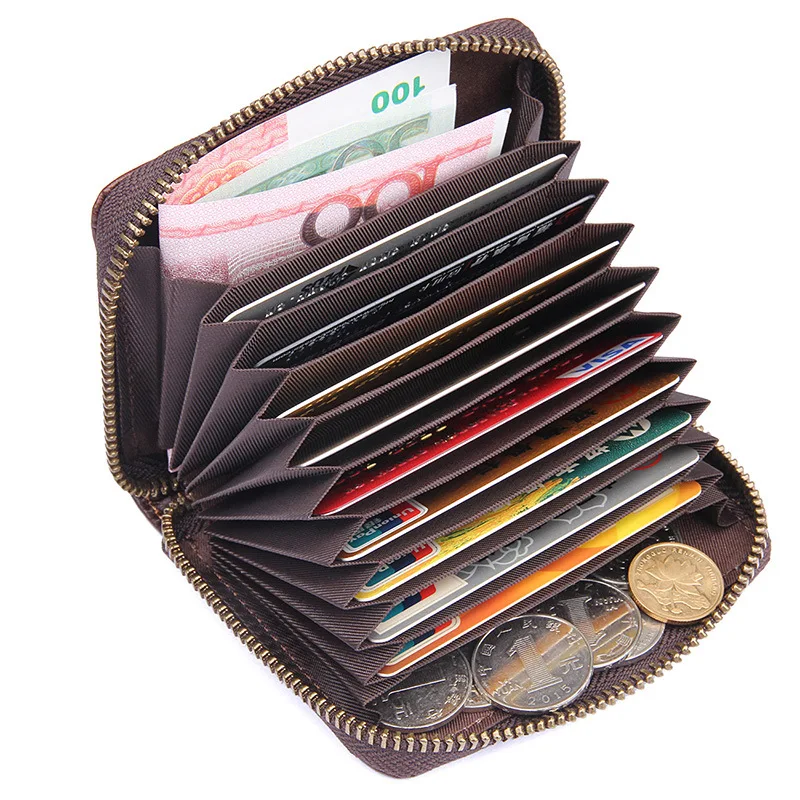 

Nesitu High Quality Brown Blue Green Yellow Red Genuine Leather Credit Card Holder Men Wallets Women Purse #M8117