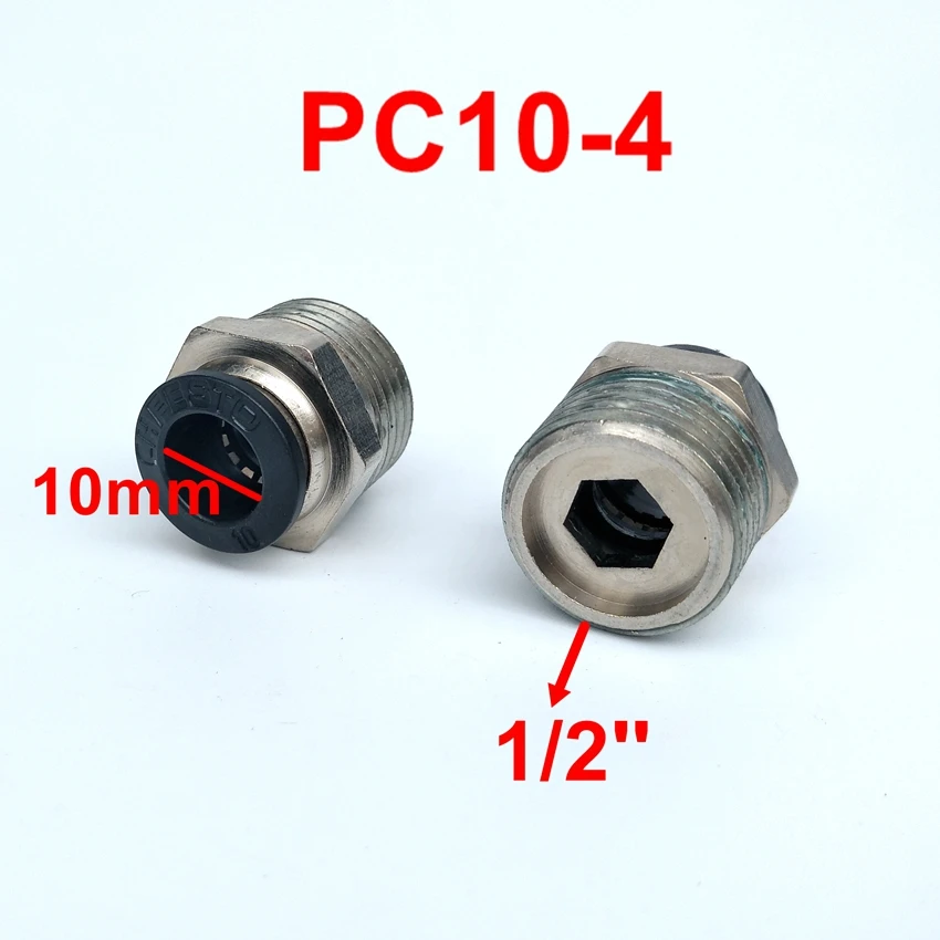 5 개/몫 10mm 튜브 1/2 ''나사 공압 피팅 퀵 조인트 커넥터 PC10-4