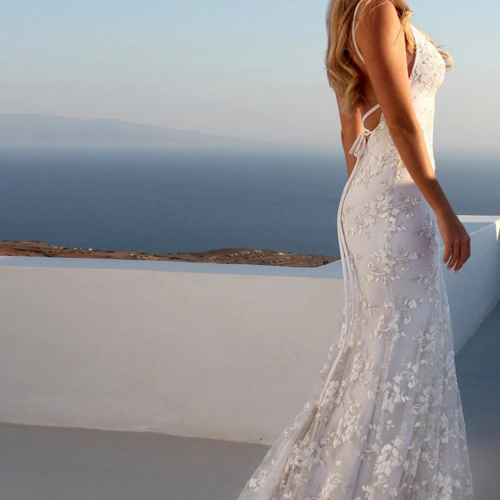 Women Party Long Dress Summer White Sexy Lace Dress V Neck Backless Lace Up Maxi Bodycon Dresses Vestidos verano 2026 Gift