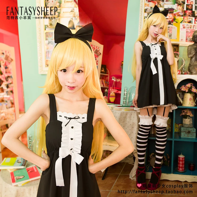 Monogatari Shinobu Oshino Cosplay Costume with socks and hair accessory 11