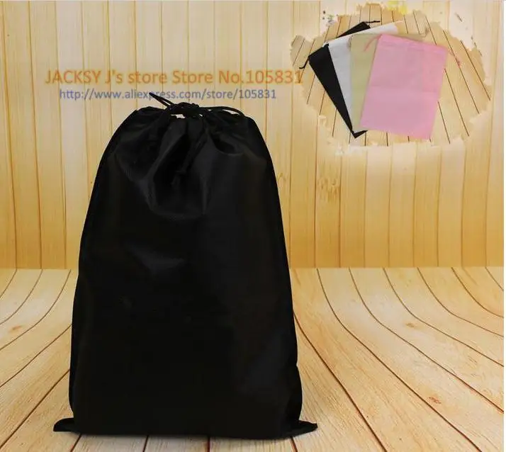 100x custom logo Eco Non-Woven bag with drawstring Black Color Shoes Bag for travel / carrying / shopping gift packaging bags