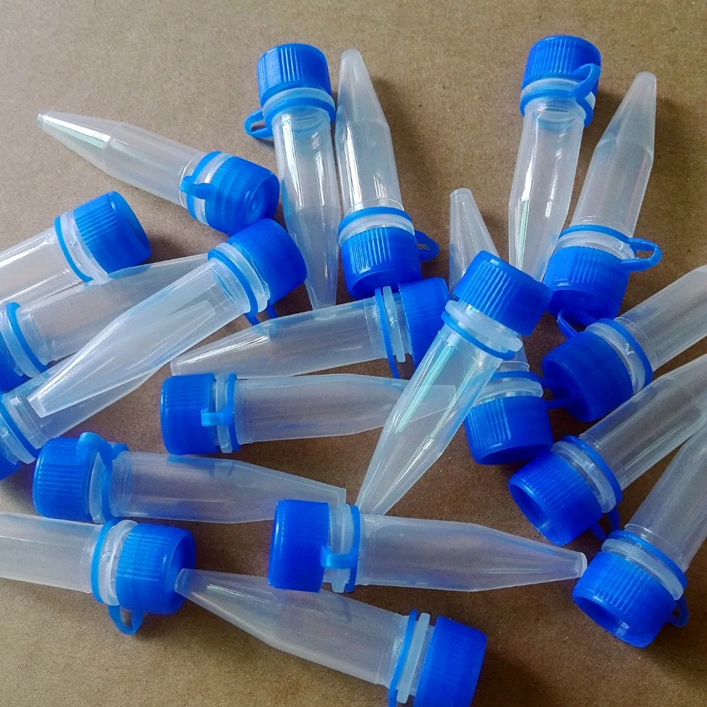 100pcs , 1.5ml Lab Clear Micro Plastic Test Tube Centrifuge Blue Screw Cap Container for Laboratory Sample Specimen Lab Supplies