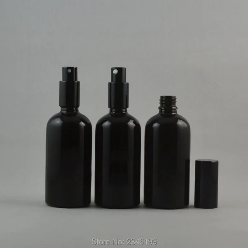 Glass Perfume Empty Spray Bottle, DIY Elegant Black Glass Lotion Pump Bottle, 10ML 15ML 30ML 50ML 100ML Empty Emulsion Container