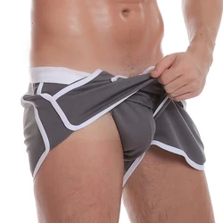 Sexy Men Plus Size U Convex Pouch Casual Shorts Pocket G-Strings Jocks Straps Inside Trunks Shorts Quick-dry Gay Wear FX14