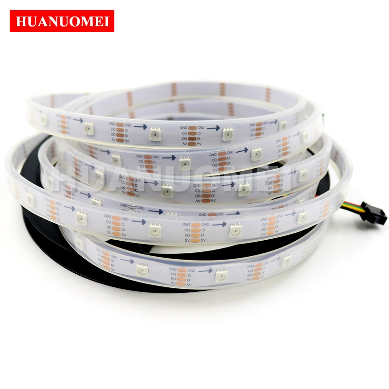 5V Individually Addressable LED Strip APA102 30LEDs SMD 5050 RGB Tape White Flexible Strips Waterproof Silicon Tube LED Lights