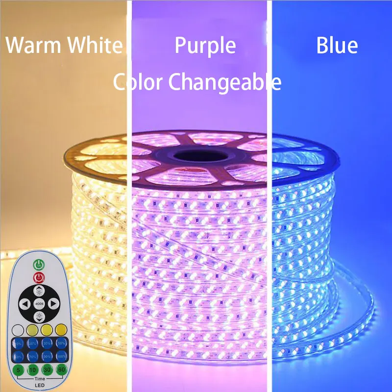 

1-10M 5730 LED Strip Light WW+Blue 220V IP67 Waterproof LED Tape Dual Color Changeable Dimmable LED Strip for Home Decor