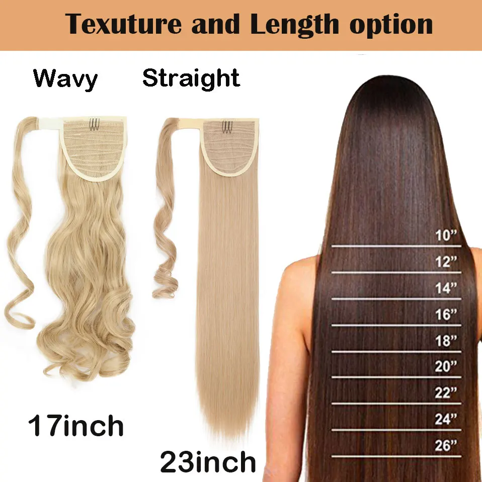 HAIRRO 17\'\'23\'\' długi prosty kucyk owinąć kucyk włosy doczepiane Clip in naturalne Hairpiece nakrycia głowy włosy syntetyczne