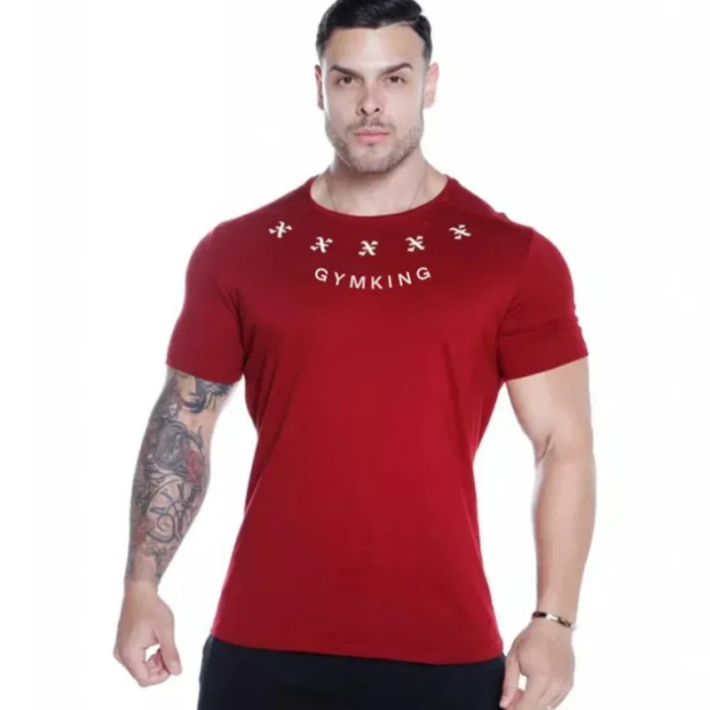 2024 New Summer gym T-shirt large-type brand Sports T-shirt Men shirt Bodybuilding Fitness printing Short Sleeve Running T-shirt