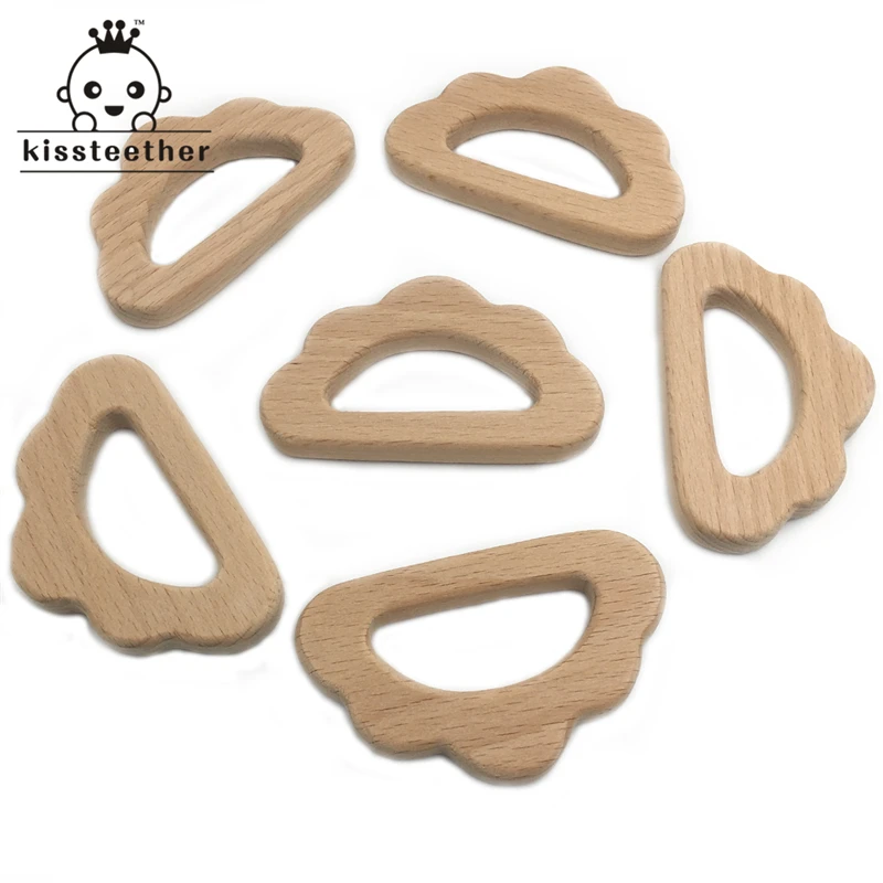 Organic Beech Wooden Clouds Natural Handmade  Teether DIY Wood Personalized Pendent Eco-Friendly Safe Baby  Toys