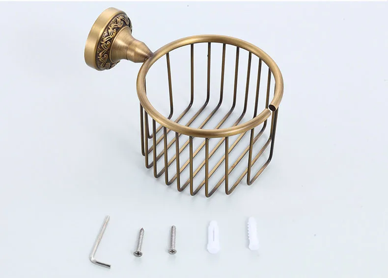 Bathroom Paper Holders Antique Brass Wall Mount Toilet Paper Roll Basket Holder Gold Toilet Tissue box Paper Towel Rack ZD935