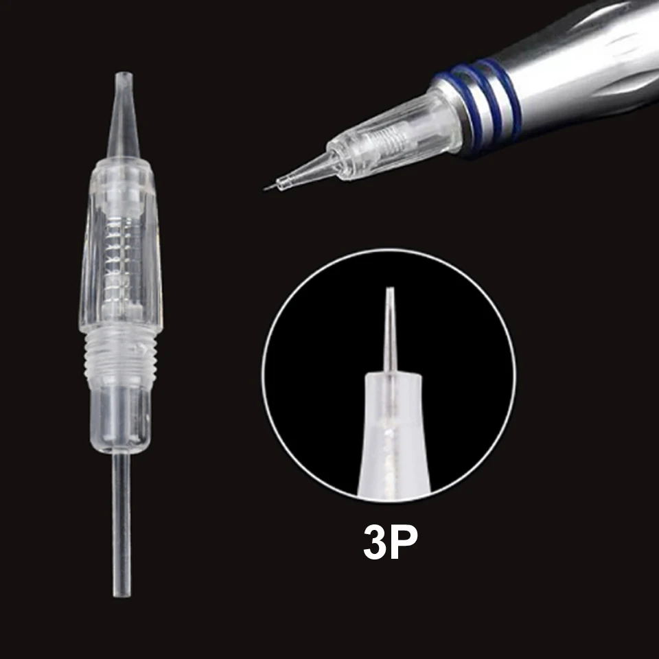 Cartuchos descartáveis Screw Tattoo Needles para maquiagem sobrancelha, Microneedling, lábios permanentes, 8mm, 100pcs por lote