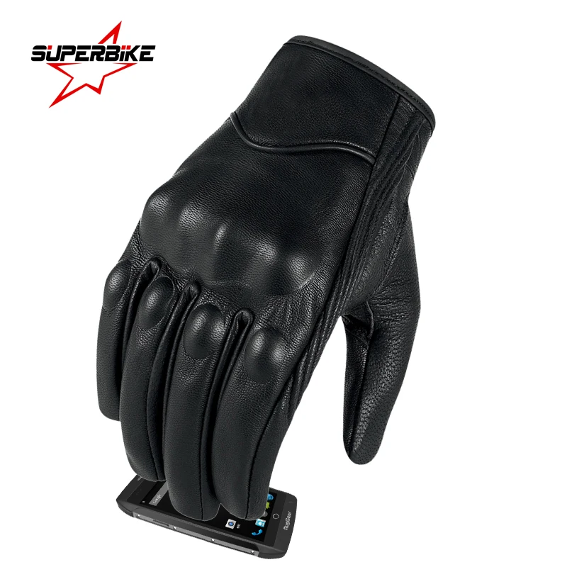 Motorcycle Gloves Leather Touch Men Genuine Goatskin Sports Cycling Glove Motorbike Racing Guantes De Moto Luvas De Motocicleta