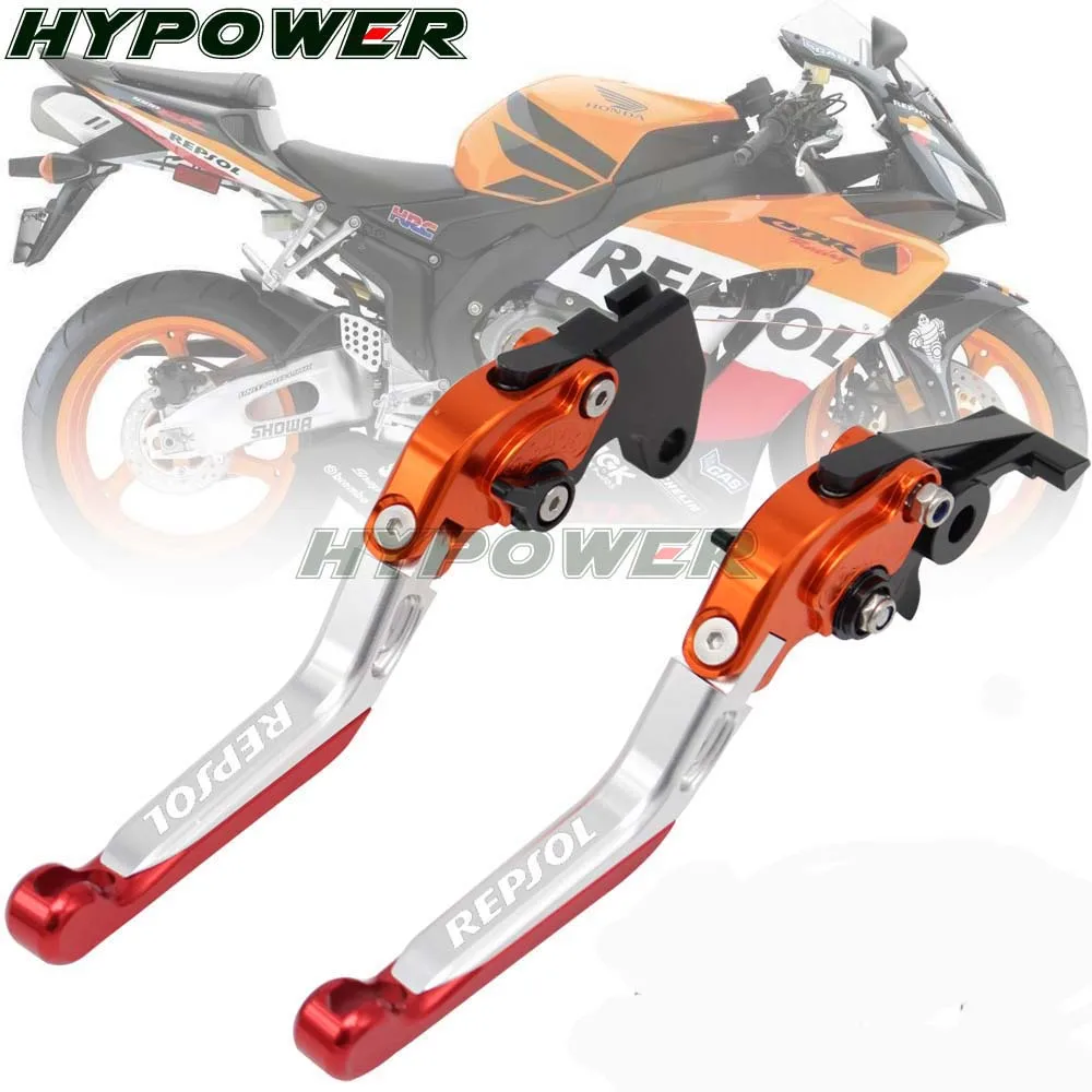 For HONDA CB919 2002-2007, CBR900RR 1993-1999 Motorcycle Adjustable Folding Extendable Brake Clutch Levers logo REPSOL