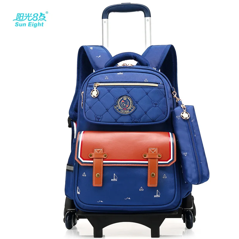 Kinder Schule Taschen mit 6 Räder Abnehmbare Kinder Trolley Schul Jungen Mädchen Roll Rucksack Rädern Kind Bookbag gepäck