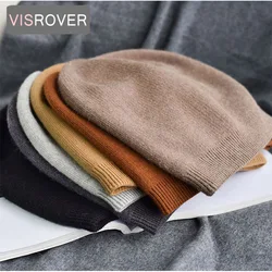 VISROVER 6 색 unsex 가을 겨울 솔리드 컬러 리얼 캐시미어 beanies 가장 일치하는 새로운 캐시미어 남자 여자 따뜻한 skullies