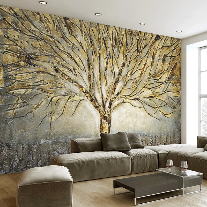 

Custom 3D Wall Murals Wallpaper Modern Fashion Abstract Art Relief Oil Painting Tree Wall Paper For Living Room Suite Home Decor