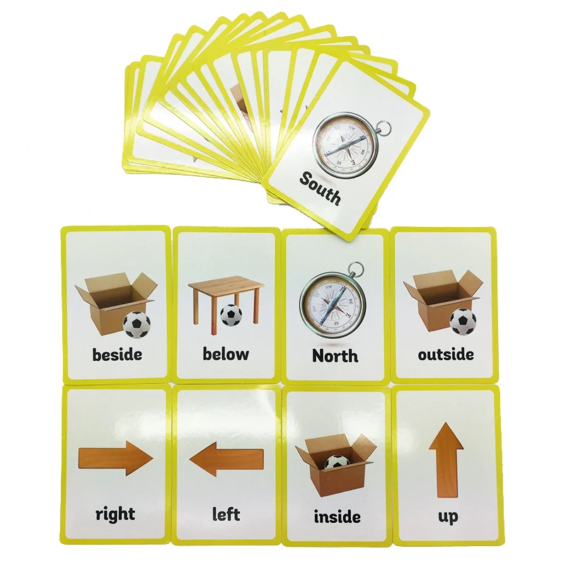 Prepositions and Gestures Series English Word Flash Card Children Learning Card Early Educational Toys