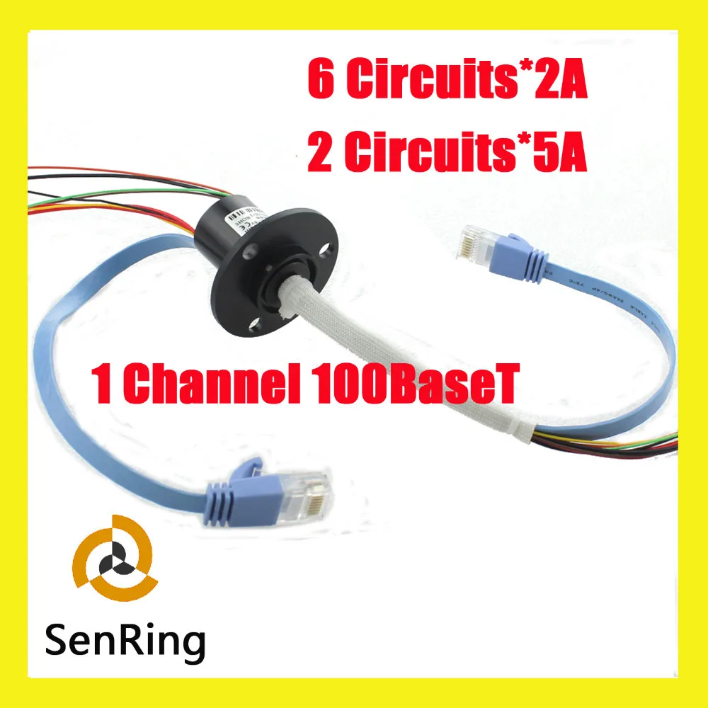 

Ethernet slip ring 1channel 100BaseT 6 circuits 2A+2 circuits 5A with capsule slip ring OD 22mm