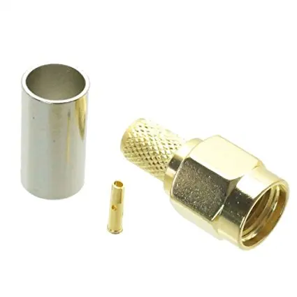 

Gold plated RP-SMA male jack center crimp RG58 LMR195 RG142 RG400 RF Coaxial connector adapter