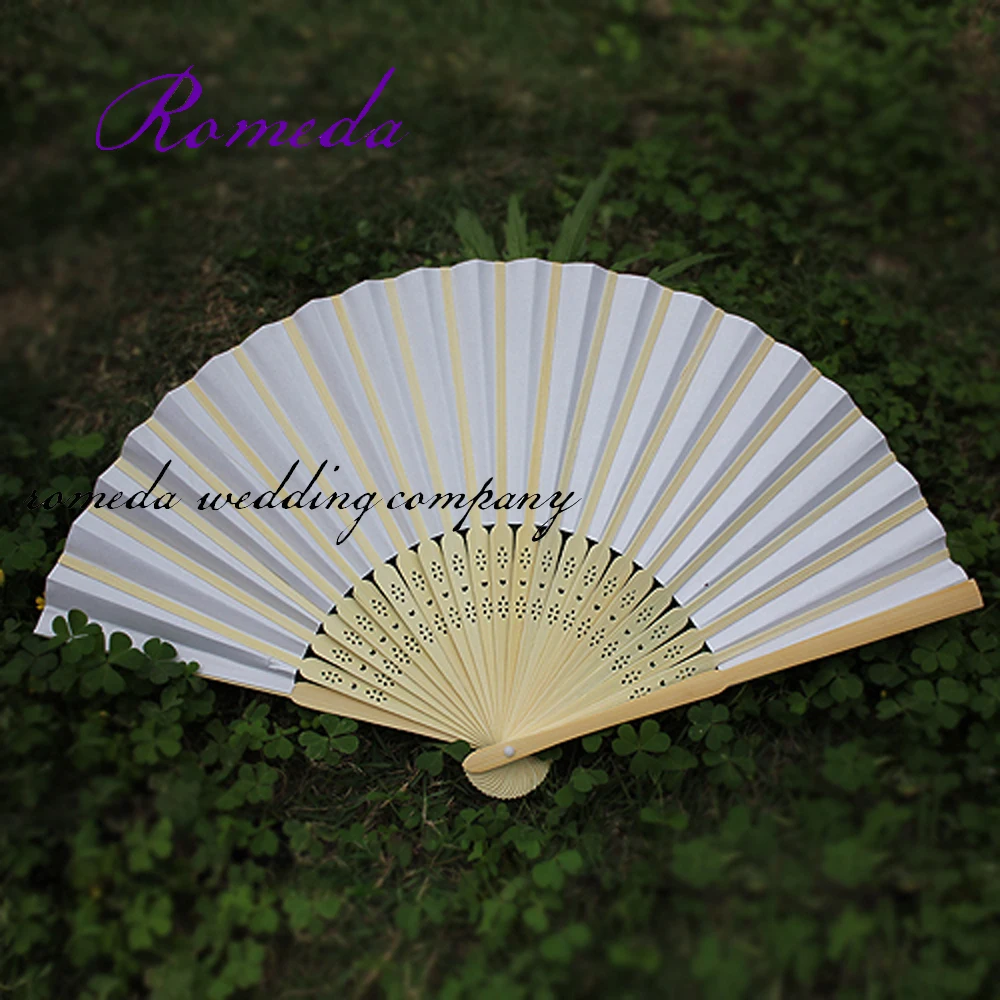 50Piece/Lot wedding white paper hand fan Wedding Favours  Wedding Paper Fan