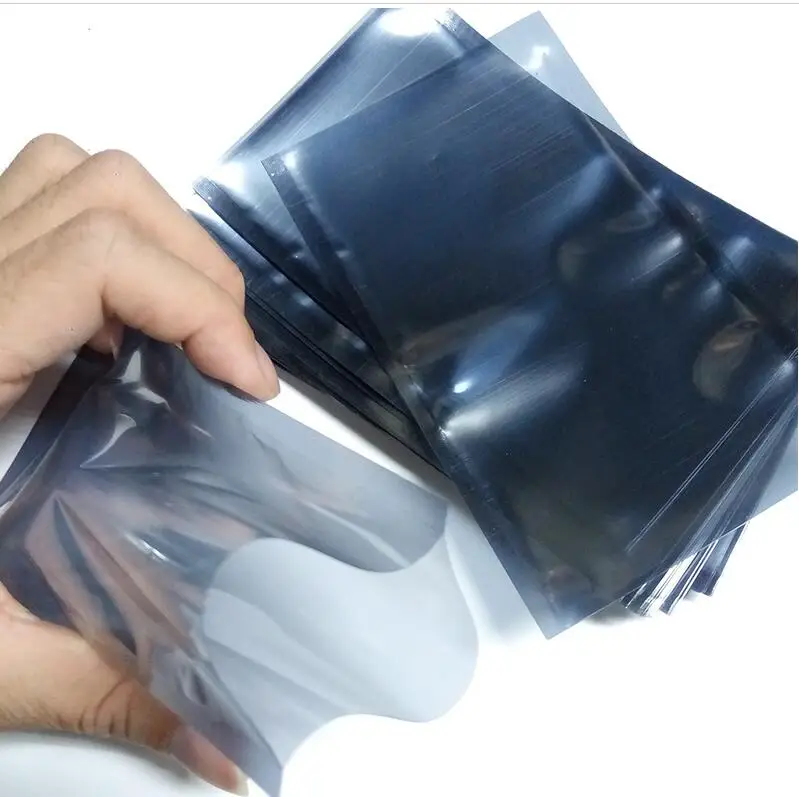 200pcs Open Top Static-free Antistatic Bag Shielding ESD Package Retail Plastic Anti-static Bags Packaging Storage Pouch Polybag