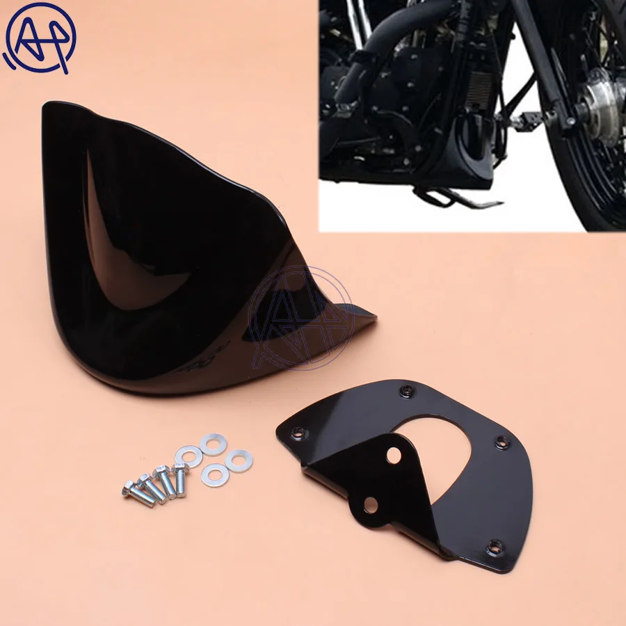 1set Glossy Black Motorcycle Front Chin Spoiler Air Dam Fairing Cover Mudguard Air Dam Fairing For Harley Dyna 2006-2017