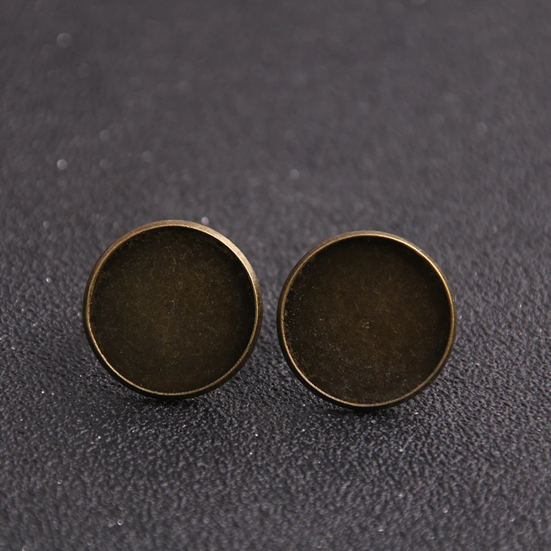 4pcs Fashion Vintage Adjustable Stud finger ring Bases Blanks 18mm Antique Bronze Cabochon Stud finger ring