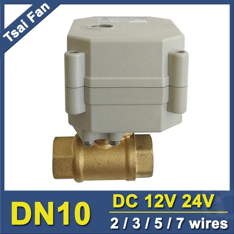 

DC12V /DC24V 2 Way Brass 3/8'' (DN10) Electric Motorized Valve 3 wires 2 control with Metal Gear for auto water supply