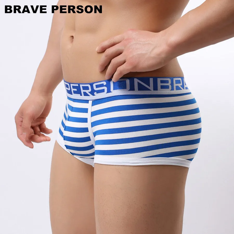 BRAVE PERSON Male Panties Men Underwear Boxers Cotton Underwear Sexy Striped Man Boxer Shorts Underpants B1155