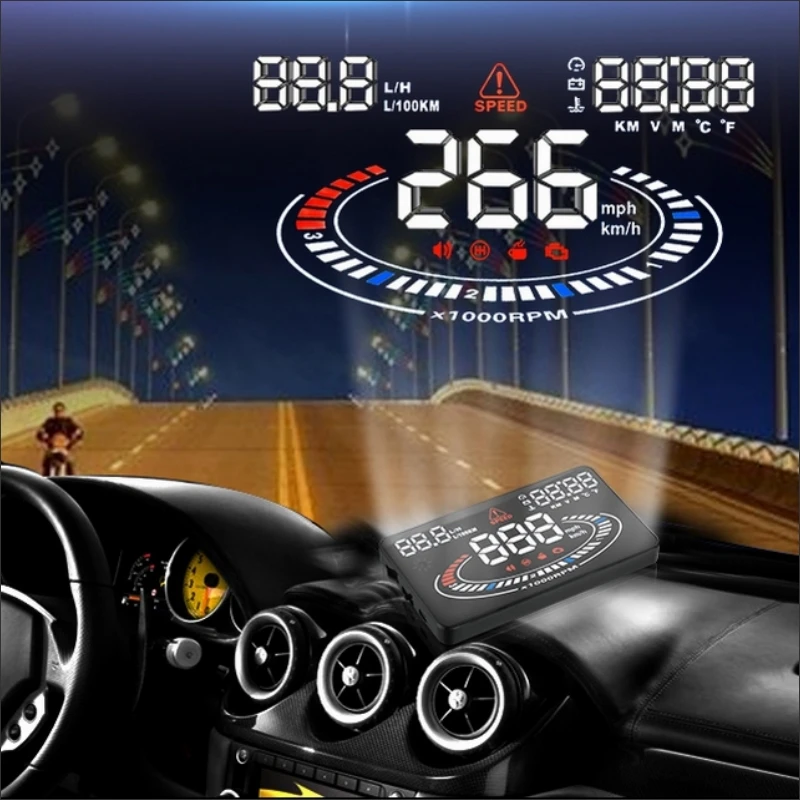 Car Head Up Display E300 Reflecting / Informations On the Windshield Saft Driving Screen Projector OBD Connector