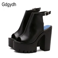 Gdgydh Hot Sale European Women Summer Shoes Slingbacks High Heels Sandals Platform Casual Shoes for Party 2021 New Black Size 42