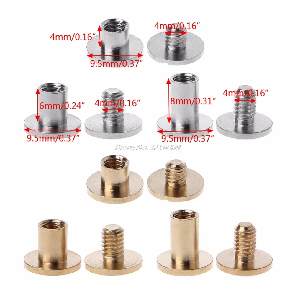 10 Pairs Brass Screws Posts Belt Button for Leather Bookbinding Crafts New Dropshipping