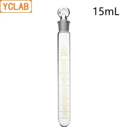 YCLAB 15mL Glass Test Tube with Graduation and Glass Stopper High Temperature Acid Alkali Resistance Laboratory Equipment