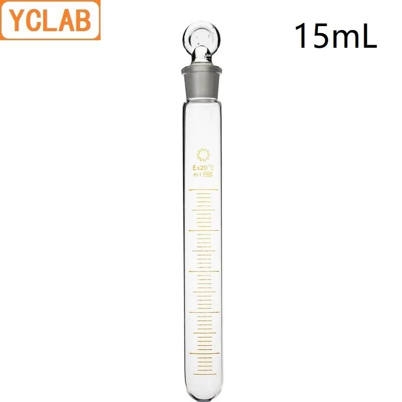 YCLAB 15mL Glass Test Tube with Graduation and Glass Stopper High Temperature Acid Alkali Resistance Laboratory Equipment