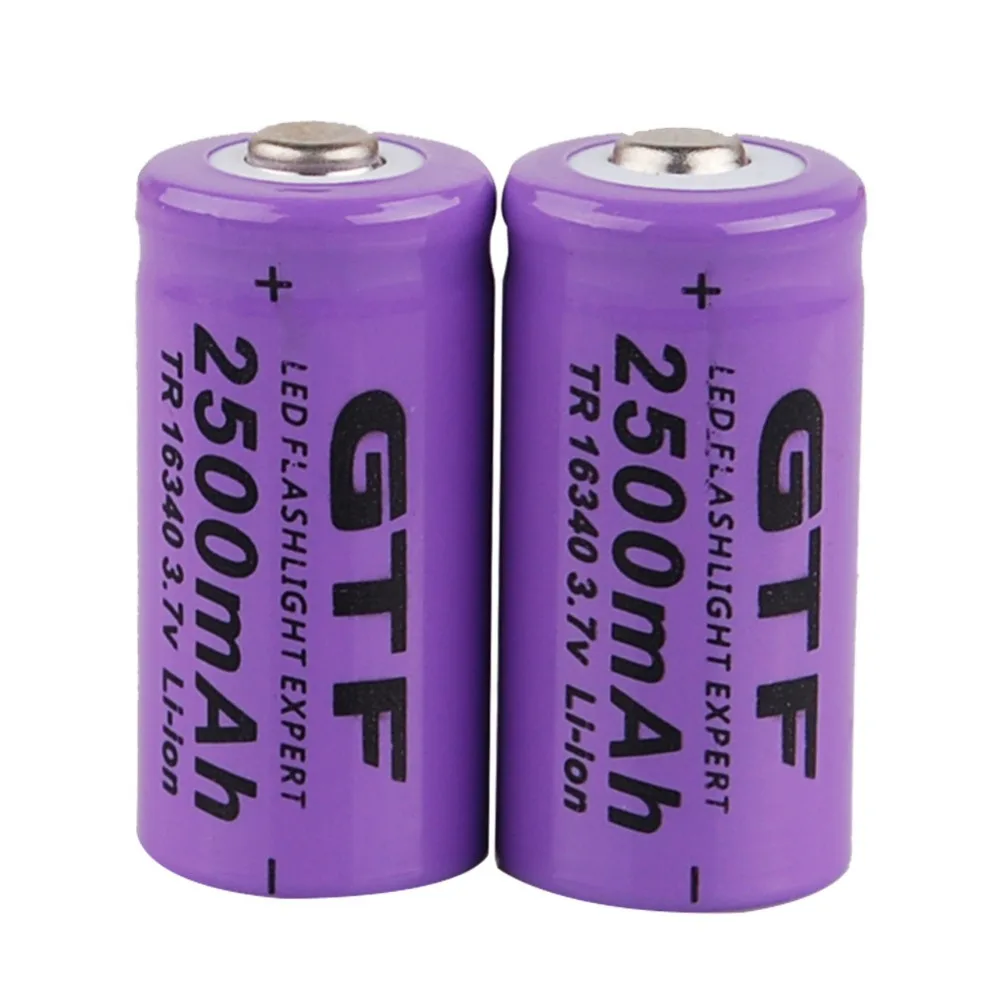 GTF 16340 2500mAh 3.7V akumulatory litowo-jonowe do latarki czołowej 2500MAH pojemność 16340 baterie litowe