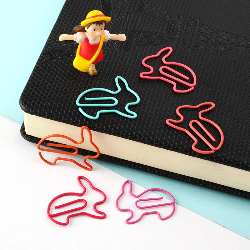 JUGAL 200pcs/lot Kawaii Rabbit Shape Metal Memo Clip Paper Clip Bookmark Clips DIY Novelty Office Learn Stationery