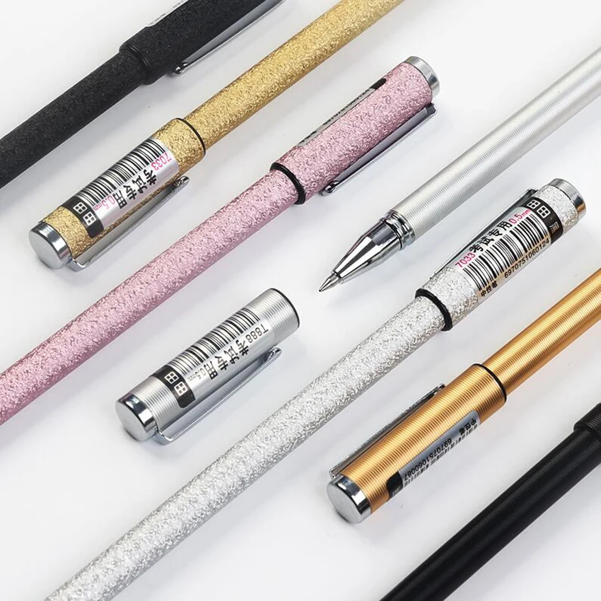 0.5mm metal ballpoint gel pen for school writing supply quality black refill kawaii office business gift pens Can customize LOGO