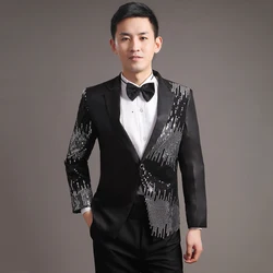 Moderator clothes paillette male master Sequin Dresses Stage Costumes Men terno Suit MC Host Clothing Singer Suits Blazer jacket