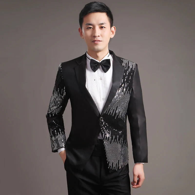 Moderator clothes paillette male master Sequin Dresses Stage Costumes Men terno Suit MC Host Clothing Singer Suits Blazer jacket