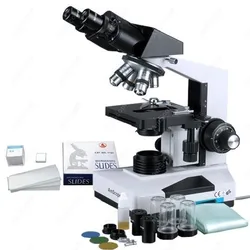 Microscopio Biologico professionale-AmScope Forniture 1600x Microscopio Biologico Professionale + 50 Slides + 100 Coprivetrini